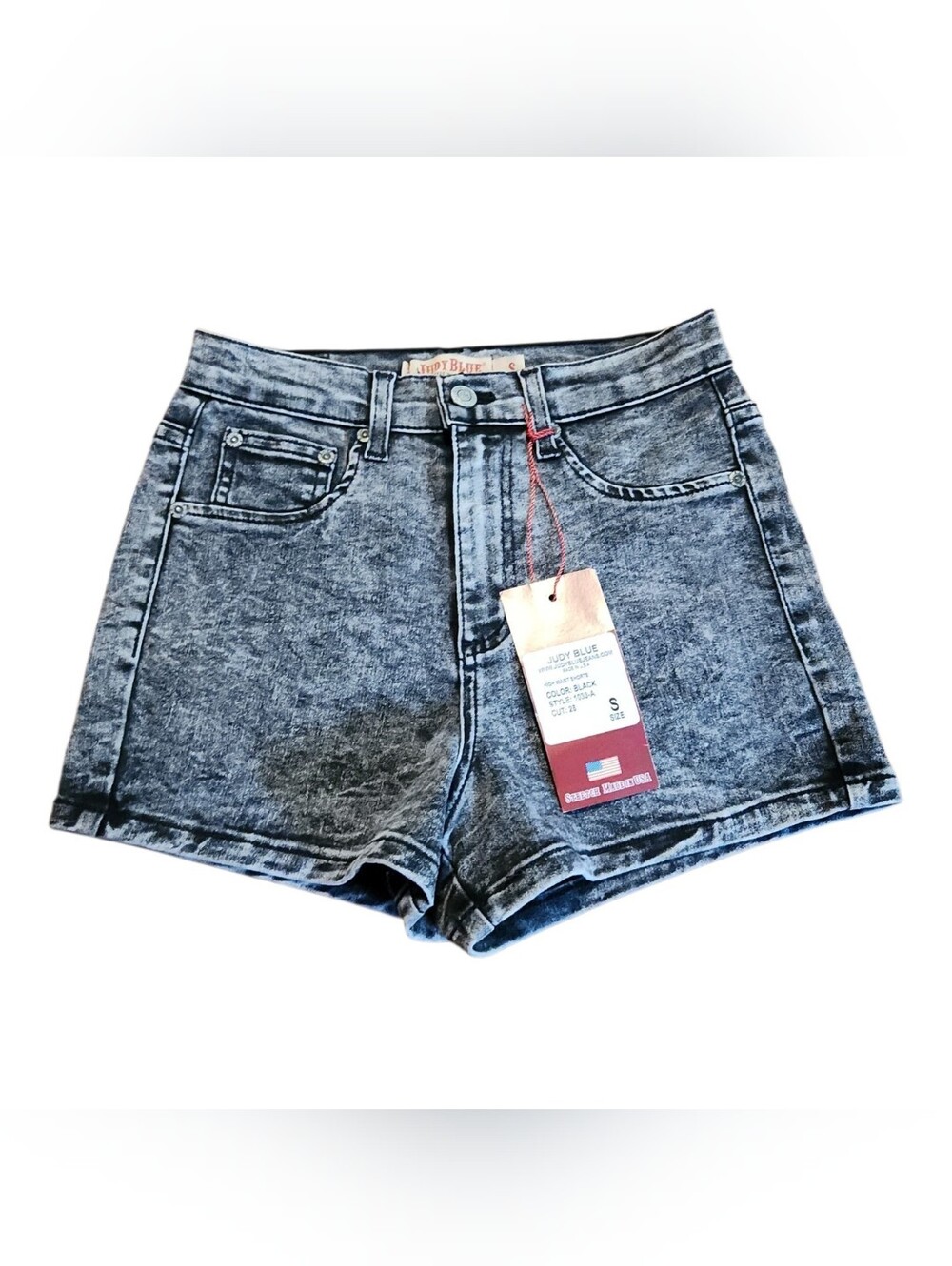 NWT Judy Blue Black Acid Wash High Waisted Shorts Size Small Stretch Grunge